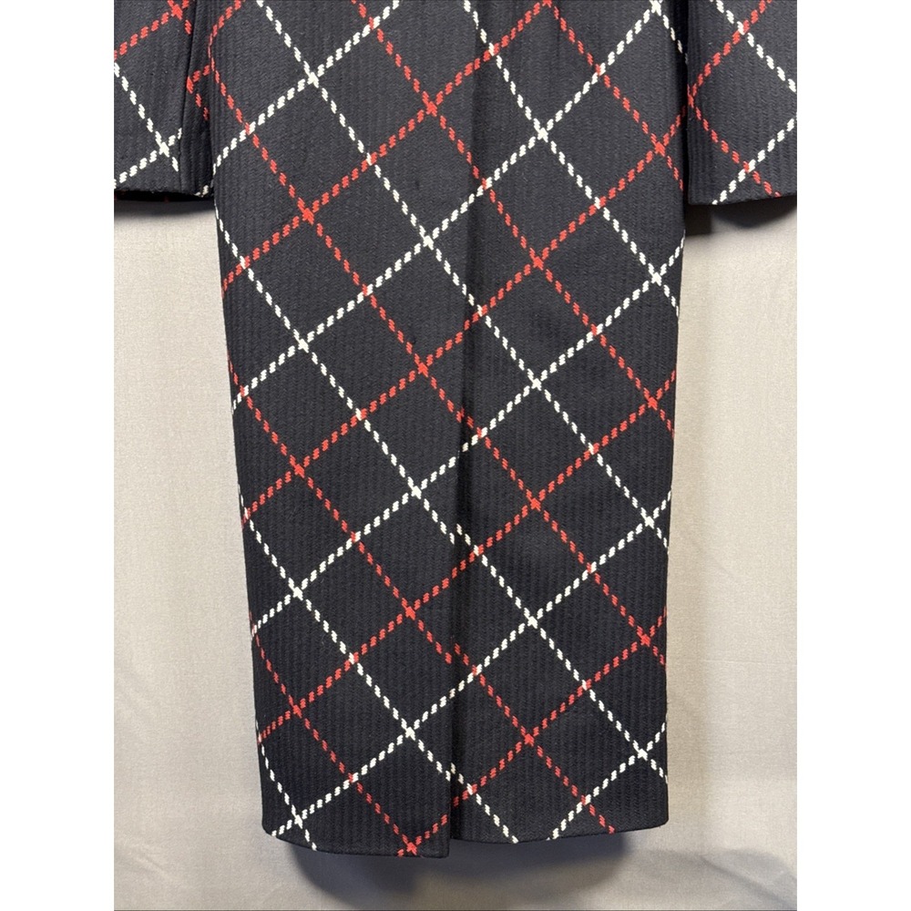 Vintage Lord & Taylor Identity Black Red White Diamond Wool Blend Coat Luxury 6 - Picture 2 of 16